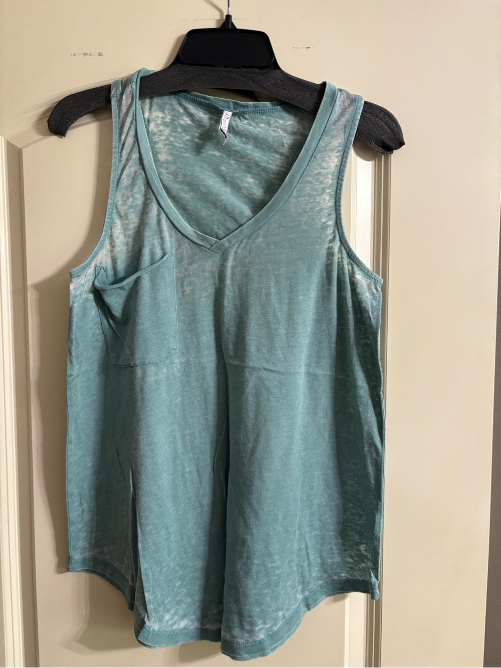 Z Supply Light Teal V-Neck Burnout Pocket Tee Tank